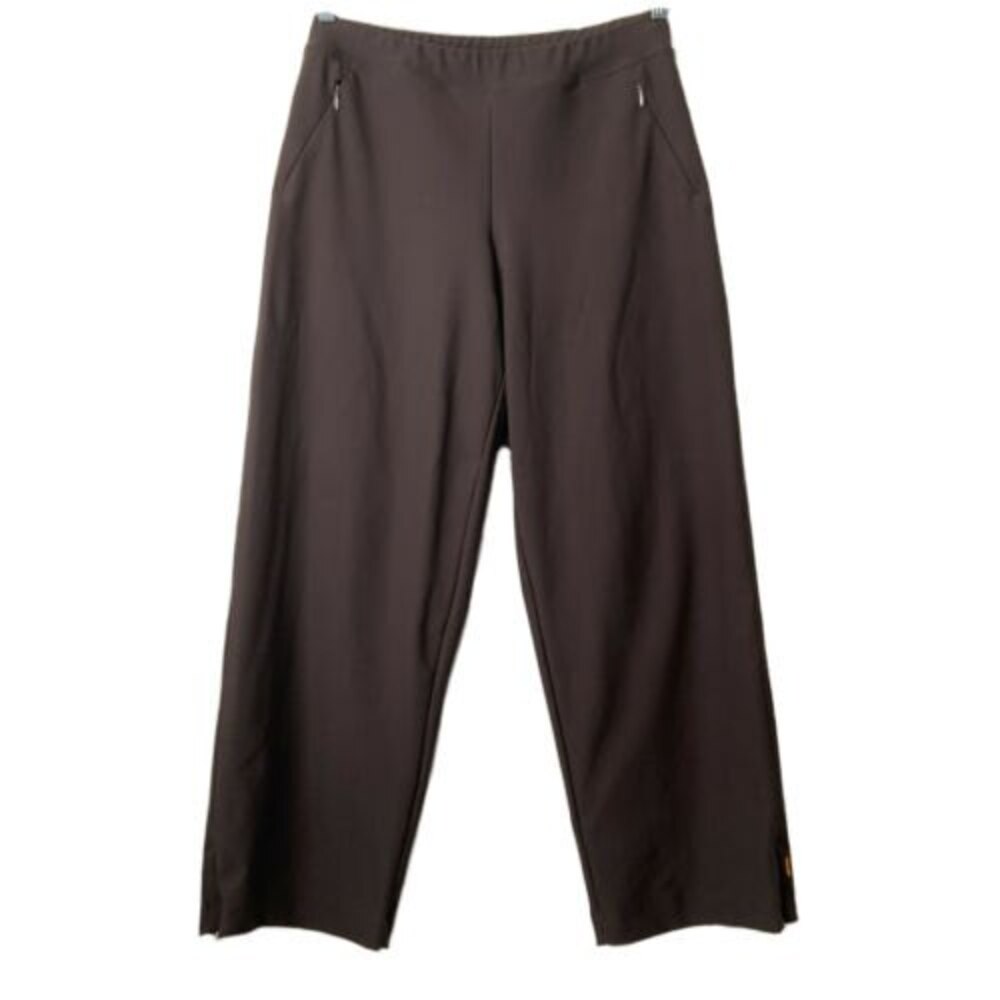 Lucy Pull-on Wide Leg Elastic Waist Leggings Brown M Short - Picture 2 of 10